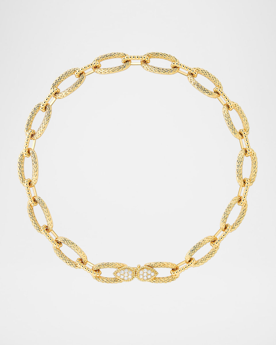 18K Yellow Gold Serpent Boheme Diamond Vintage Link Necklace